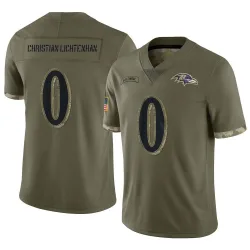 Men's Gerad Christian-Lichtenhan Baltimore Ravens No.0 Limited 2022 Salute To Service Jersey - Olive