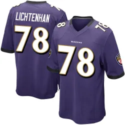 Men's Gerad Lichtenhan Baltimore Ravens No.78 Game Team Color Jersey - Purple