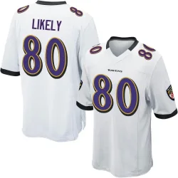 Men's Isaiah Likely Baltimore Ravens No.80 Game Jersey - White