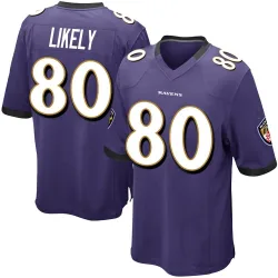 Men's Isaiah Likely Baltimore Ravens No.80 Game Team Color Jersey - Purple