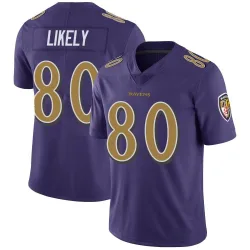Men's Isaiah Likely Baltimore Ravens No.80 Limited Color Rush Vapor Untouchable Jersey - Purple