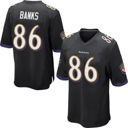 Men's Jahmal Banks Baltimore Ravens No.86 Game Jersey - Black