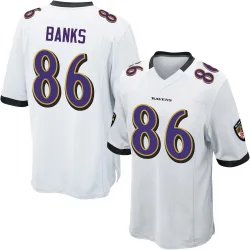 Men's Jahmal Banks Baltimore Ravens No.86 Game Jersey - White