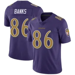 Men's Jahmal Banks Baltimore Ravens No.86 Limited Color Rush Vapor Untouchable Jersey - Purple