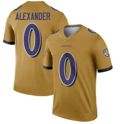 Men's Jaire Alexander Baltimore Ravens No.0 Legend Inverted Jersey - Gold