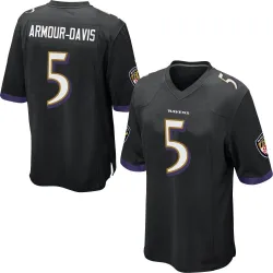 Men's Jalyn Armour-Davis Baltimore Ravens No.5 Game Jersey - Black