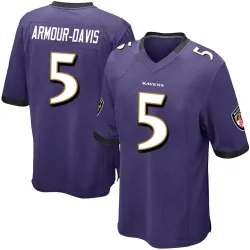 Men's Jalyn Armour-Davis Baltimore Ravens No.5 Game Team Color Jersey - Purple