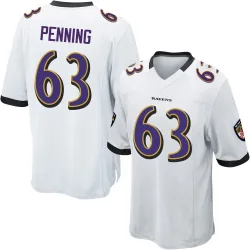 Men's Jared Penning Baltimore Ravens No.63 Game Jersey - White