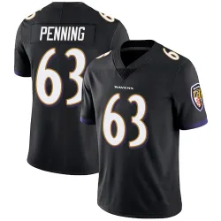 Men's Jared Penning Baltimore Ravens No.63 Limited Alternate Vapor Untouchable Jersey - Black