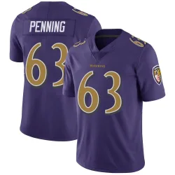 Men's Jared Penning Baltimore Ravens No.63 Limited Color Rush Vapor Untouchable Jersey - Purple