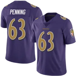 Men's Jared Penning Baltimore Ravens No.63 Limited Team Color Vapor Untouchable Jersey - Purple