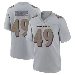 Men's Jay Higgins Baltimore Ravens No.49 Game Atmosphere Fashion Jersey - Gray