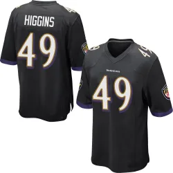 Men's Jay Higgins Baltimore Ravens No.49 Game Jersey - Black