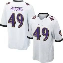 Men's Jay Higgins Baltimore Ravens No.49 Game Jersey - White