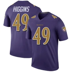 Men's Jay Higgins Baltimore Ravens No.49 Legend Color Rush Jersey - Purple