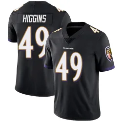 Men's Jay Higgins Baltimore Ravens No.49 Limited Alternate Vapor Untouchable Jersey - Black