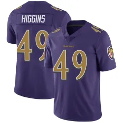 Men's Jay Higgins Baltimore Ravens No.49 Limited Color Rush Vapor Untouchable Jersey - Purple