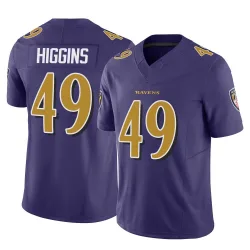 Men's Jay Higgins Baltimore Ravens No.49 Limited Vapor F.U.S.E. Jersey - Purple
