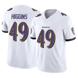 Men's Jay Higgins Baltimore Ravens No.49 Limited Vapor F.U.S.E. Jersey - White