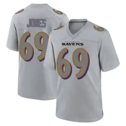 Men's Jayson Jones Baltimore Ravens No.69 Game Atmosphere Fashion Jersey - Gray