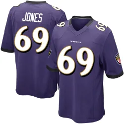 Men's Jayson Jones Baltimore Ravens No.69 Game Team Color Jersey - Purple