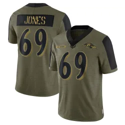 Men's Jayson Jones Baltimore Ravens No.69 Limited 2021 Salute To Service Jersey - Olive
