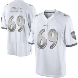 Men's Jayson Jones Baltimore Ravens No.69 Limited Platinum Jersey - White