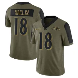 Men's Jeremy Maclin Baltimore Ravens No.18 Limited 2021 Salute To Service Jersey - Olive