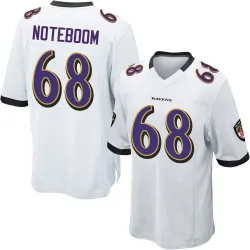 Men's Joe Noteboom Baltimore Ravens No.68 Game Jersey - White