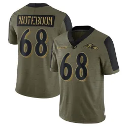 Men's Joe Noteboom Baltimore Ravens No.68 Limited 2021 Salute To Service Jersey - Olive