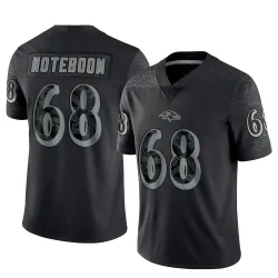 Men's Joe Noteboom Baltimore Ravens No.68 Limited Reflective Jersey - Black