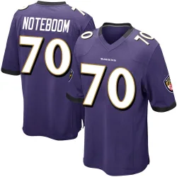 Men's Joe Noteboom Baltimore Ravens No.70 Game Team Color Jersey - Purple