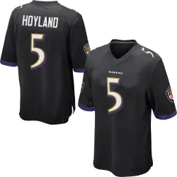 Men's John Hoyland Baltimore Ravens No.5 Game Jersey - Black