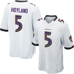 Men's John Hoyland Baltimore Ravens No.5 Game Jersey - White