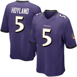 Men's John Hoyland Baltimore Ravens No.5 Game Team Color Jersey - Purple