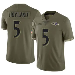 Men's John Hoyland Baltimore Ravens No.5 Limited 2022 Salute To Service Jersey - Olive