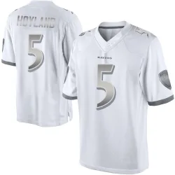 Men's John Hoyland Baltimore Ravens No.5 Limited Platinum Jersey - White