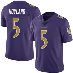Men's John Hoyland Baltimore Ravens No.5 Limited Team Color Vapor Untouchable Jersey - Purple