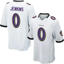 Men's John Jenkins Baltimore Ravens No.0 Game Jersey - White