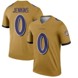 Men's John Jenkins Baltimore Ravens No.0 Legend Inverted Jersey - Gold