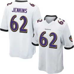 Men's John Jenkins Baltimore Ravens No.62 Game Jersey - White