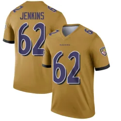 Men's John Jenkins Baltimore Ravens No.62 Legend Inverted Jersey - Gold