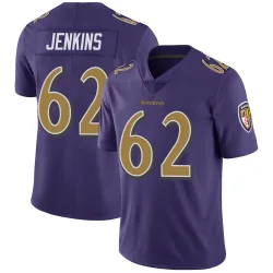 Men's John Jenkins Baltimore Ravens No.62 Limited Color Rush Vapor Untouchable Jersey - Purple