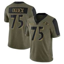Men's Jonathan Ogden Baltimore Ravens No.75 Limited 2021 Salute To Service Jersey - Olive