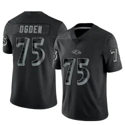 Men's Jonathan Ogden Baltimore Ravens No.75 Limited Reflective Jersey - Black