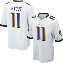 Men's Jordan Stout Baltimore Ravens No.11 Game Jersey - White