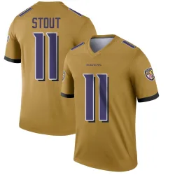 Men's Jordan Stout Baltimore Ravens No.11 Legend Inverted Jersey - Gold