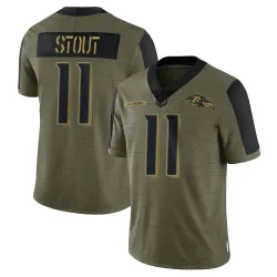 Men's Jordan Stout Baltimore Ravens No.11 Limited 2021 Salute To Service Jersey - Olive