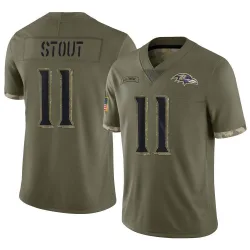 Men's Jordan Stout Baltimore Ravens No.11 Limited 2022 Salute To Service Jersey - Olive