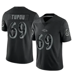 Men's Josh Tupou Baltimore Ravens No.69 Limited Reflective Jersey - Black